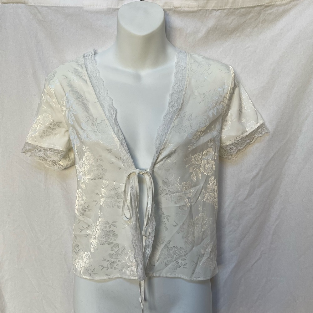White lace top with satin detail